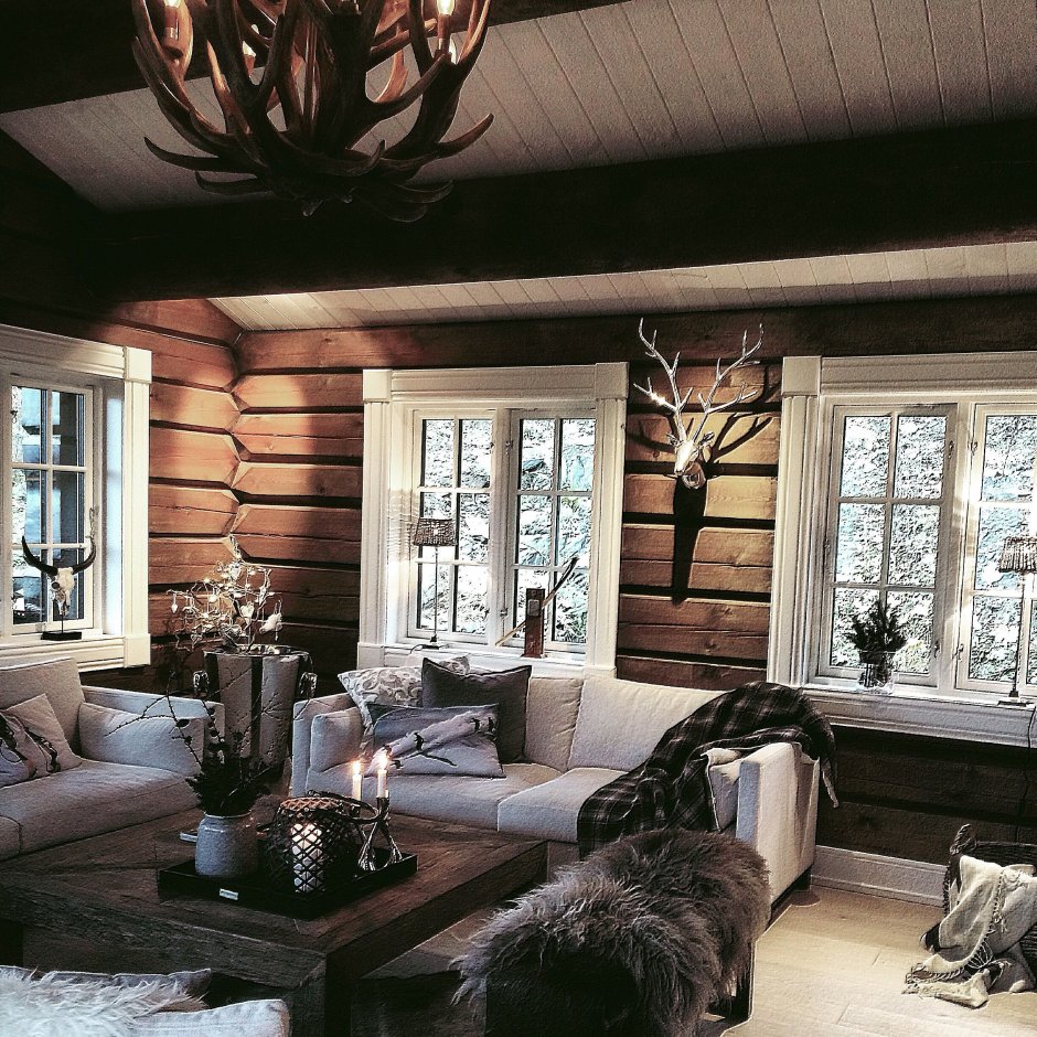 Интерьер деревянного дома в норвежском стиле