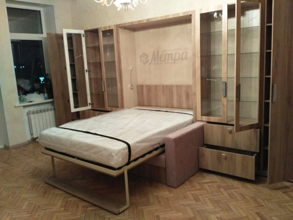 Встроенная кровать в шкаф с диваном