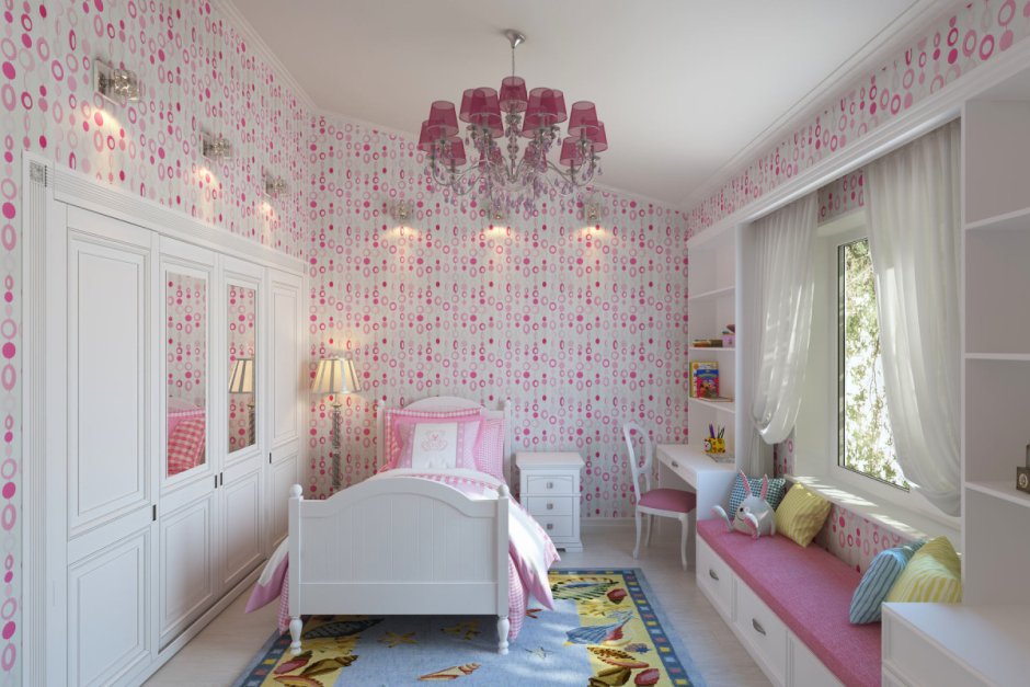 Комната в серо розовом цвете