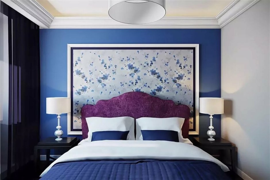 Красивая спальня синяя