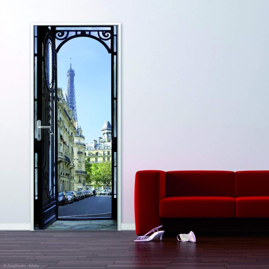 Фотообои самоклеющиеся на дверь Париж окрестности