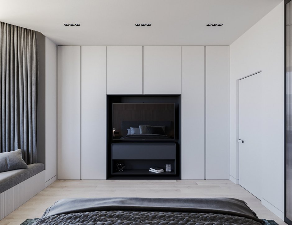 Шкафы-купе совмещенные с телевизором дизайн спальни