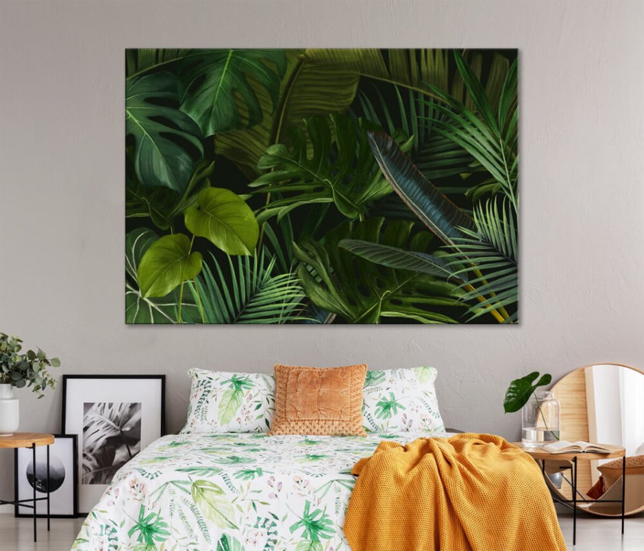 Картины листья пальмы в интерьере