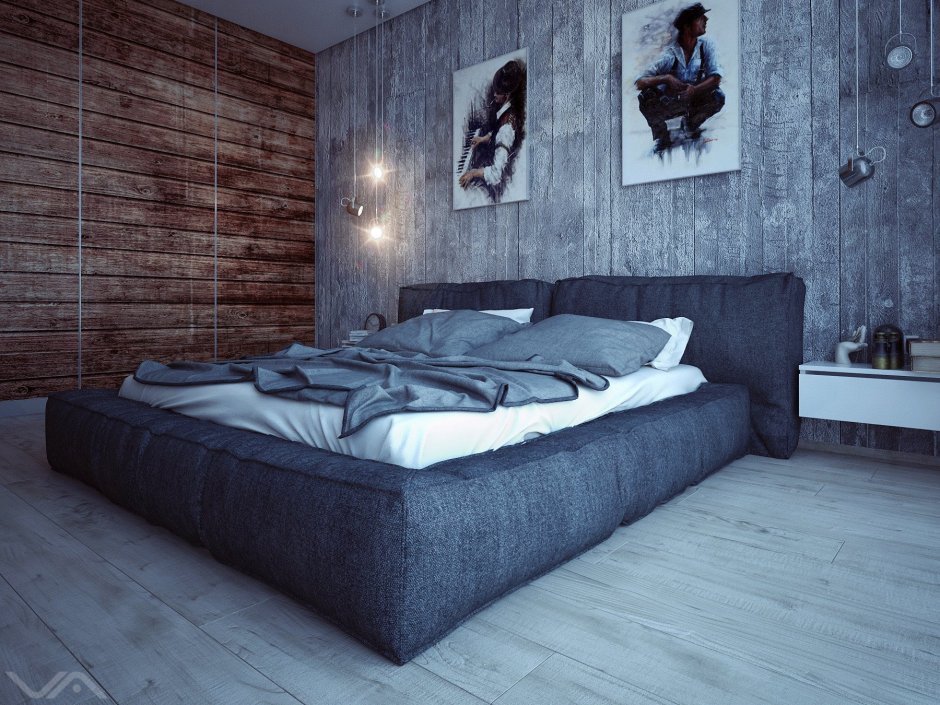 Мягкая кровать в стиле лофт (98 фото)