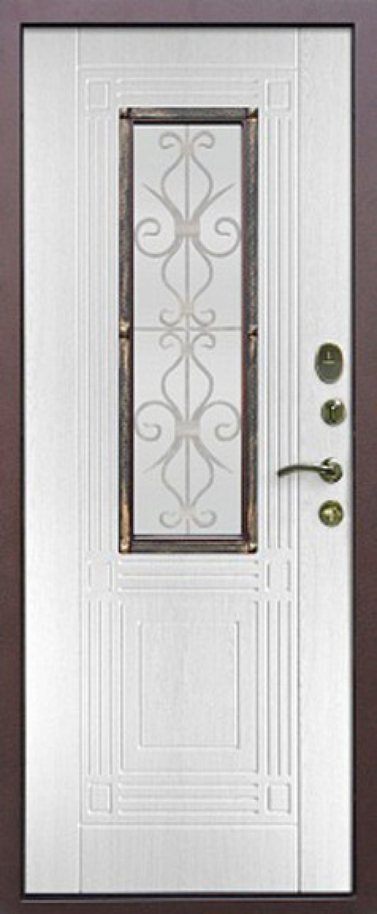 Дверь, 10 см Троя медный антик белый ясень
