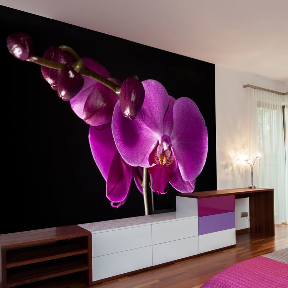 Интерьер с орхидеей спальня