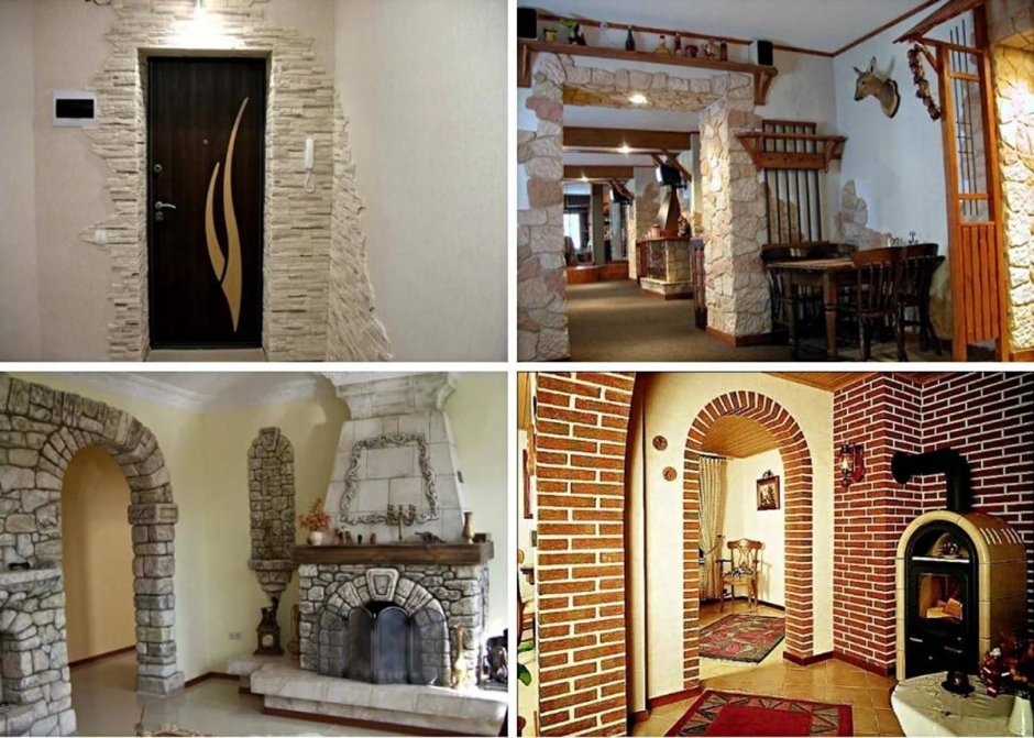 Декор арки декоративным камнем