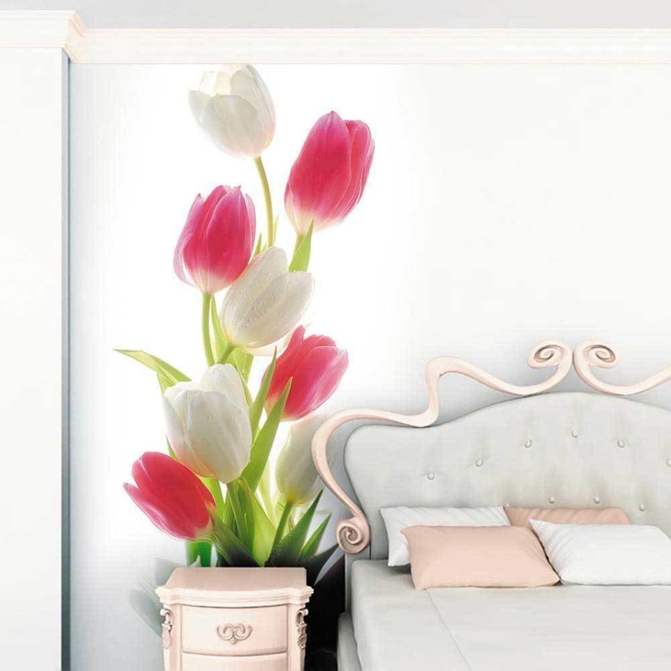 Фотообои зеленые тюльпаны