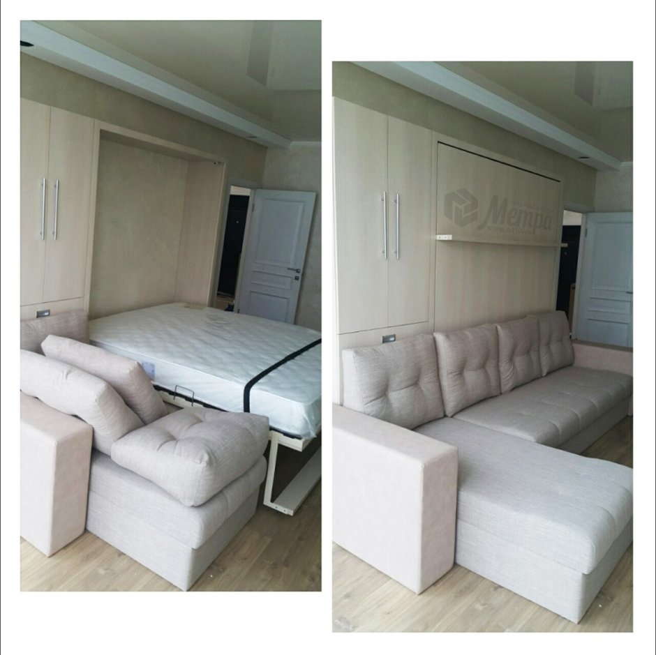 Шкаф кровать с угловым диваном трансформер