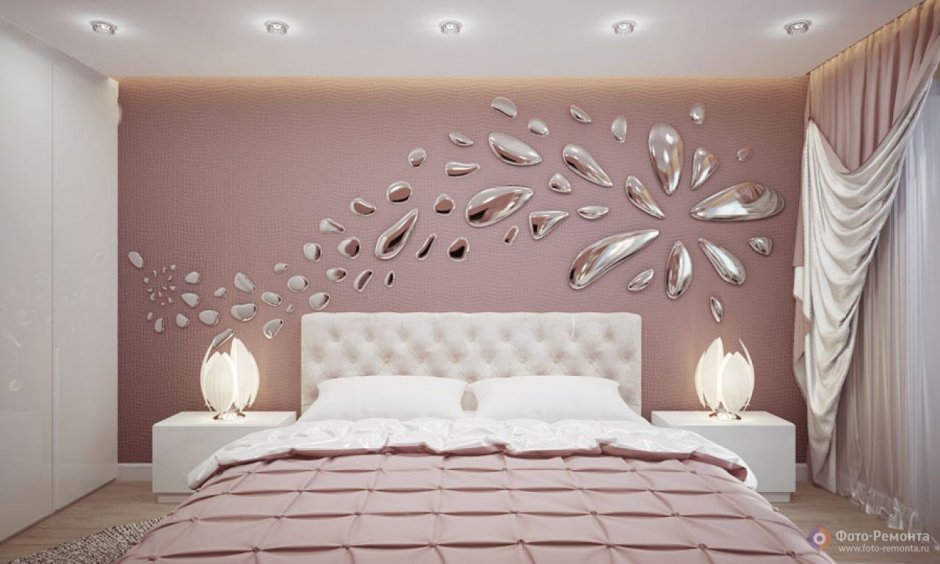 Декор из гипсокартона на стене в спальне