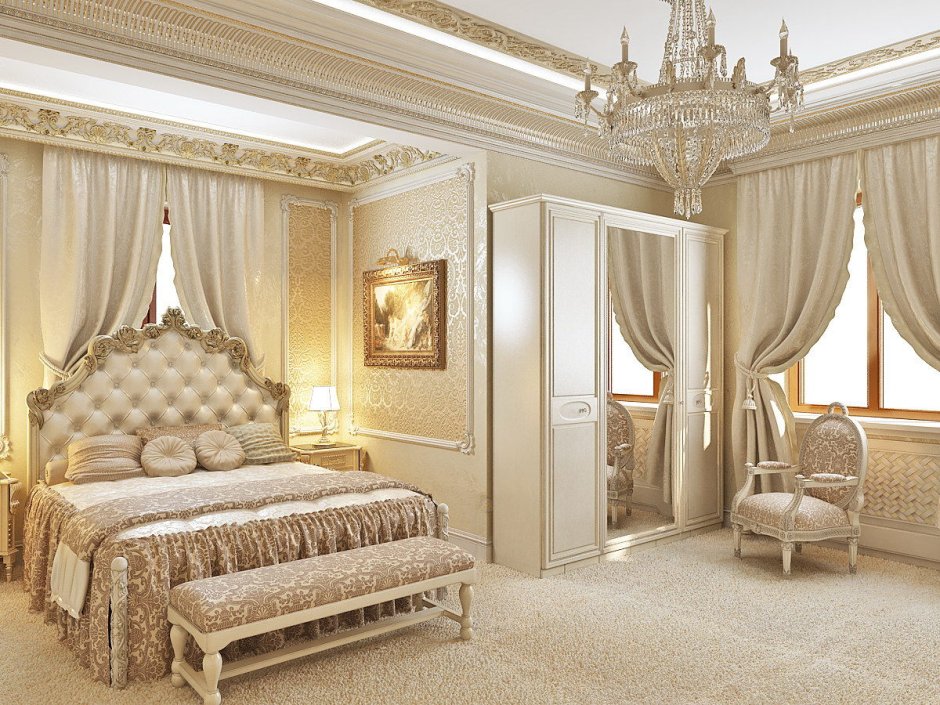 Лакшери спальни в классическом стиле