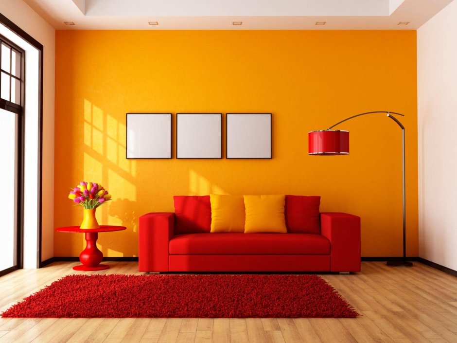 Оранжевый интерьер комнаты