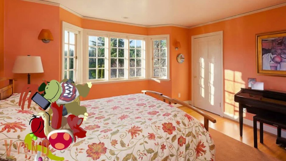 Спальня в оранжевом цвете