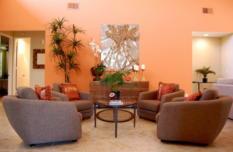 Интерьер оранжевый гостиная Interior Orange Living Room