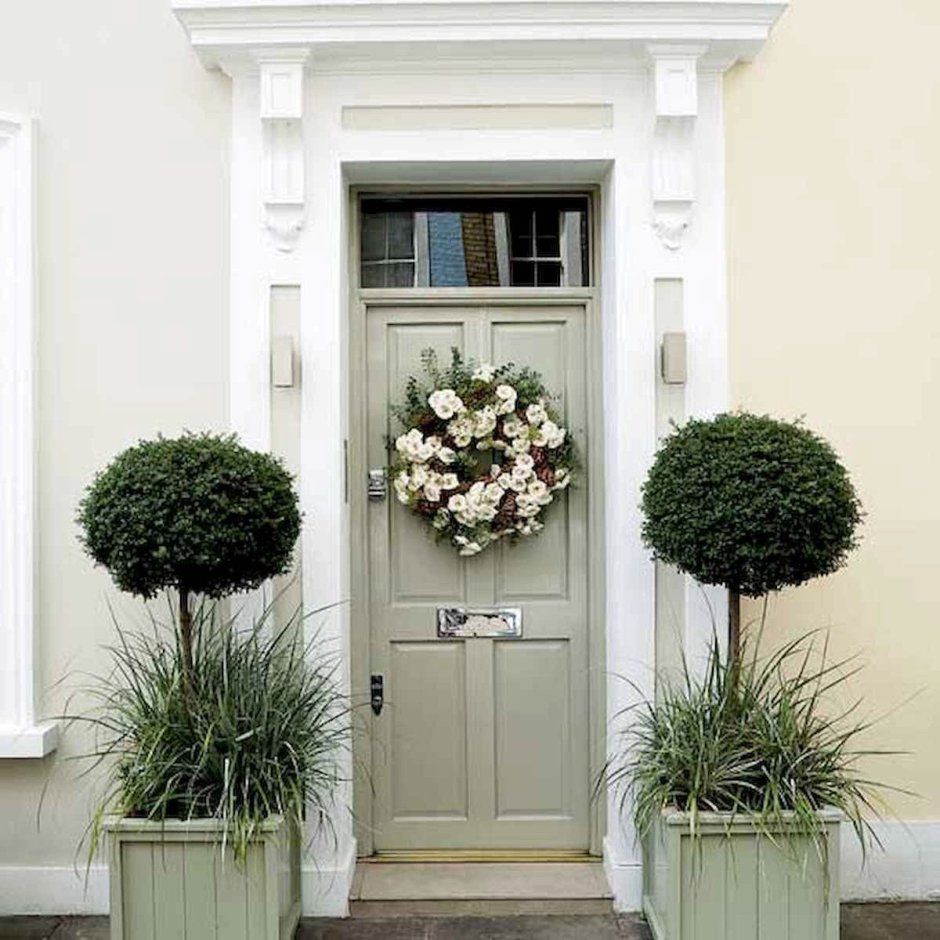England Front Door with Wreath