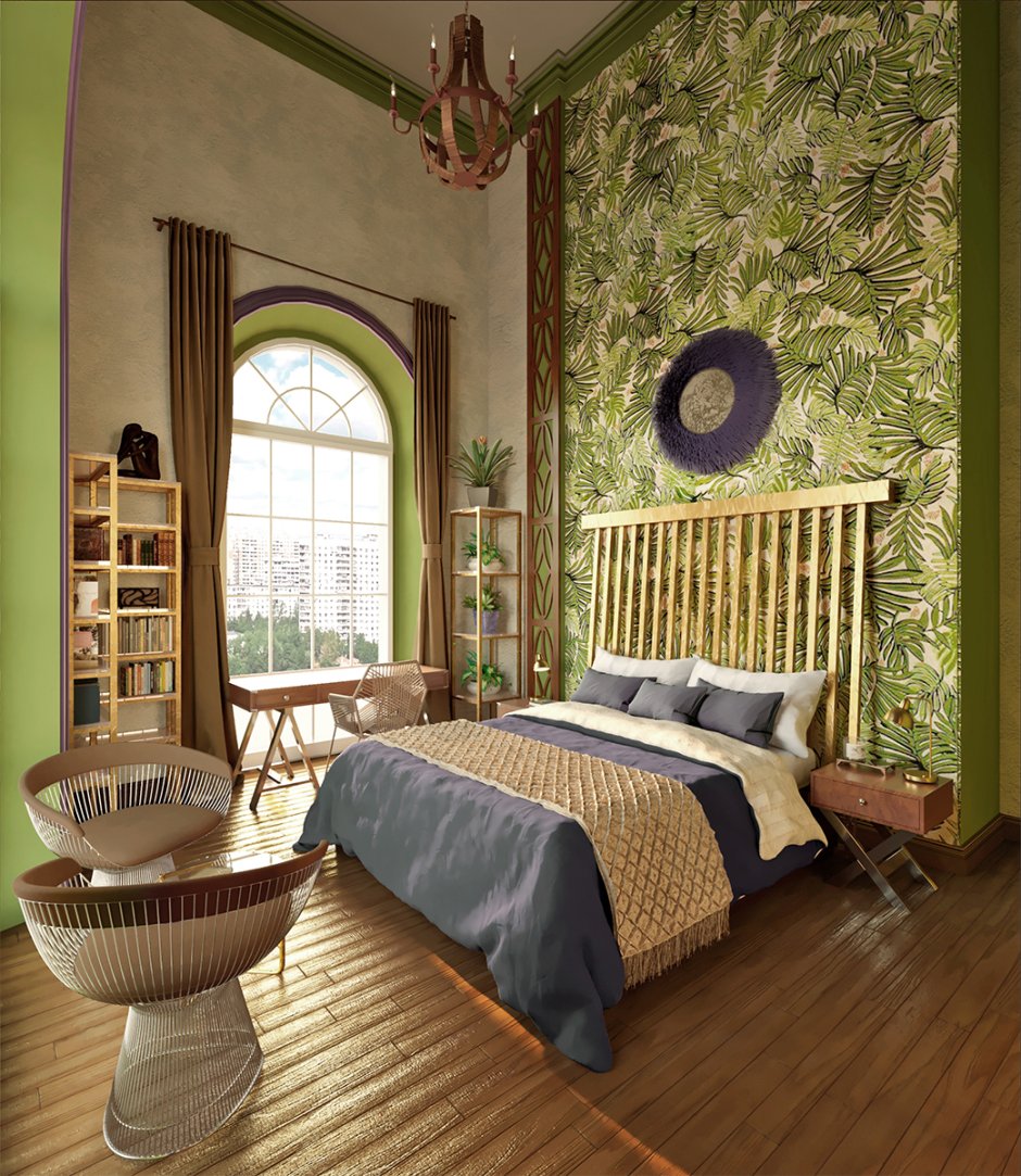 Тропический стиль в интерьере спальни