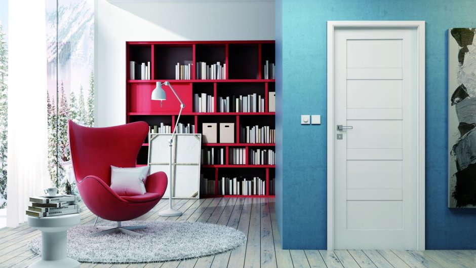 Цветная дверь в интерьере стиль