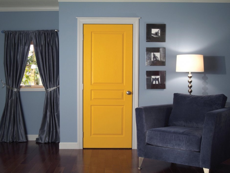 Желтая межкомнатная дверь (93 фото)