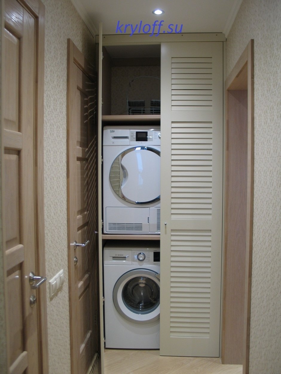 Шкаф для стиральной и сушильной машины в ванной