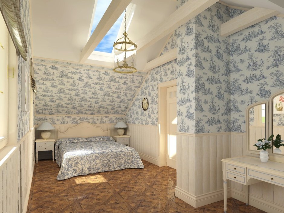 Мансардная спальня в стиле Прованс