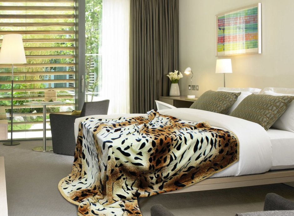 Плед Hongda Textile леопард белый, 180 x 200 см