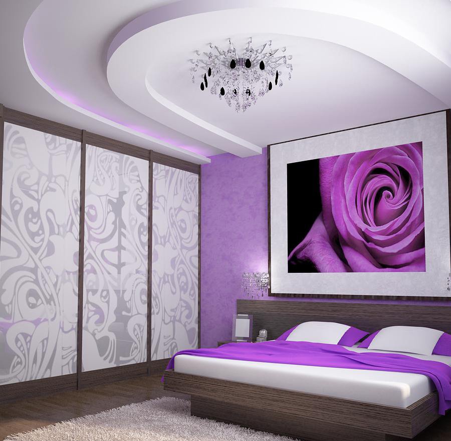 Темно фиолетовая спальня