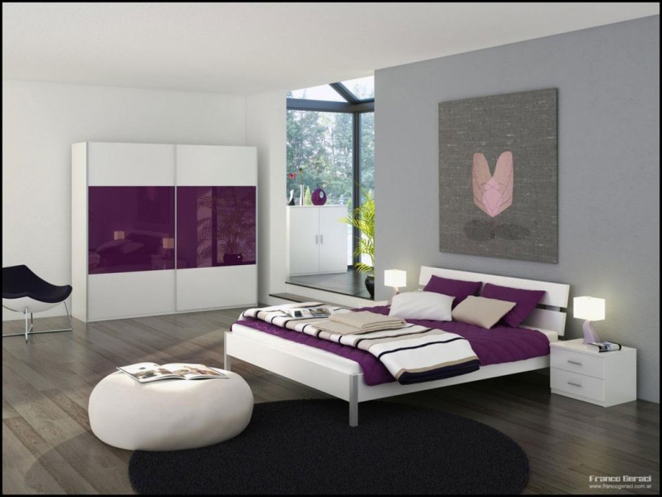 Спальный гарнитур фиолетового цвета