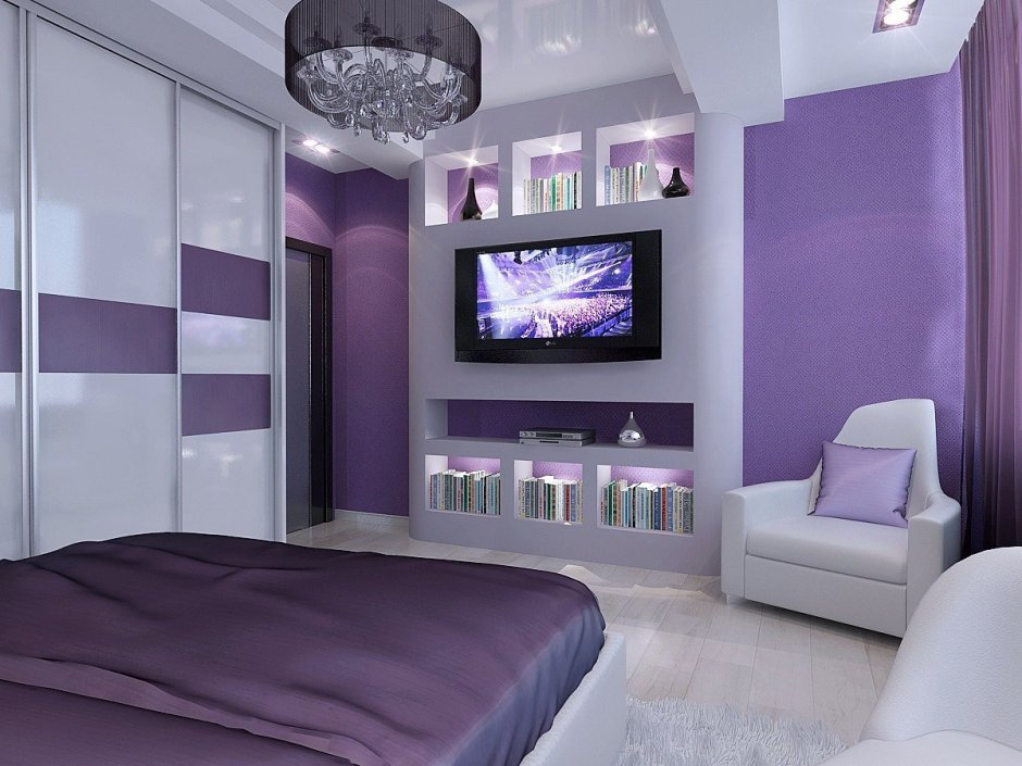 Спальная комната фиолетовая