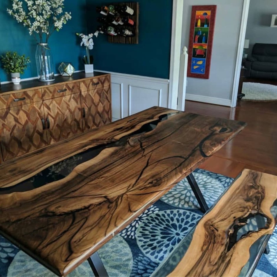 Мебель из слэбов дерева и эпоксидной смолы