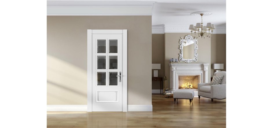 Белые глянцевые межкомнатные двери в интерьере квартиры