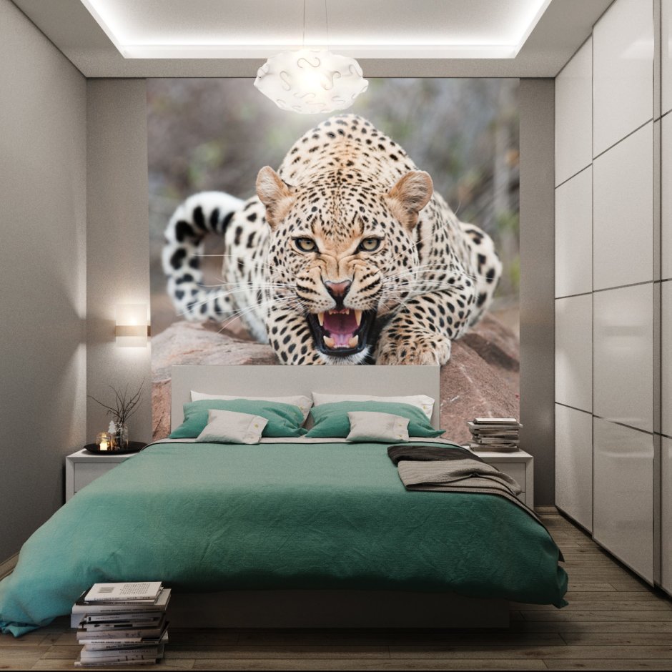 Картина с леопардом в интерьере