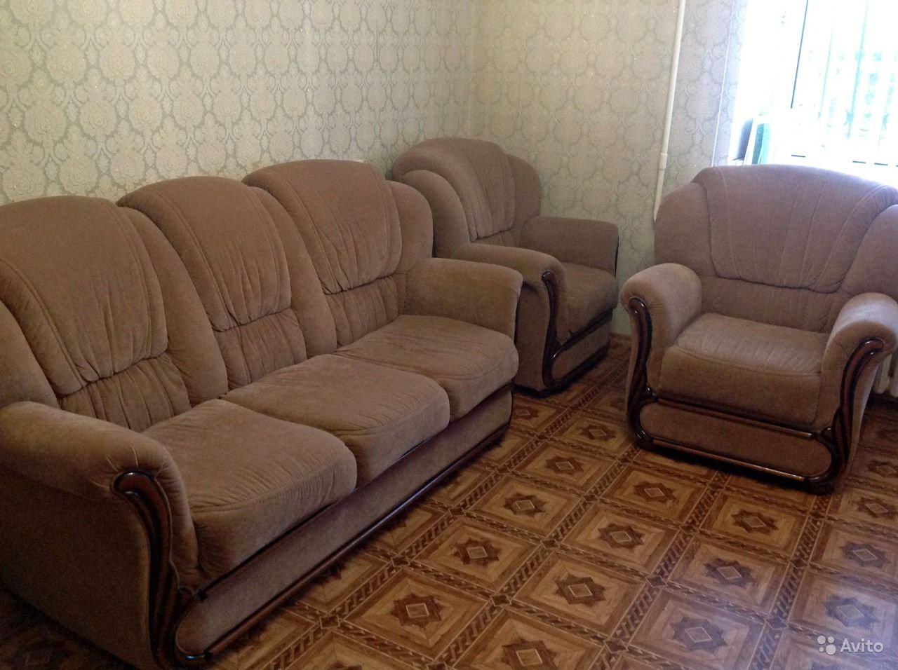 Комплект диван и 2 кресла мягкие серый