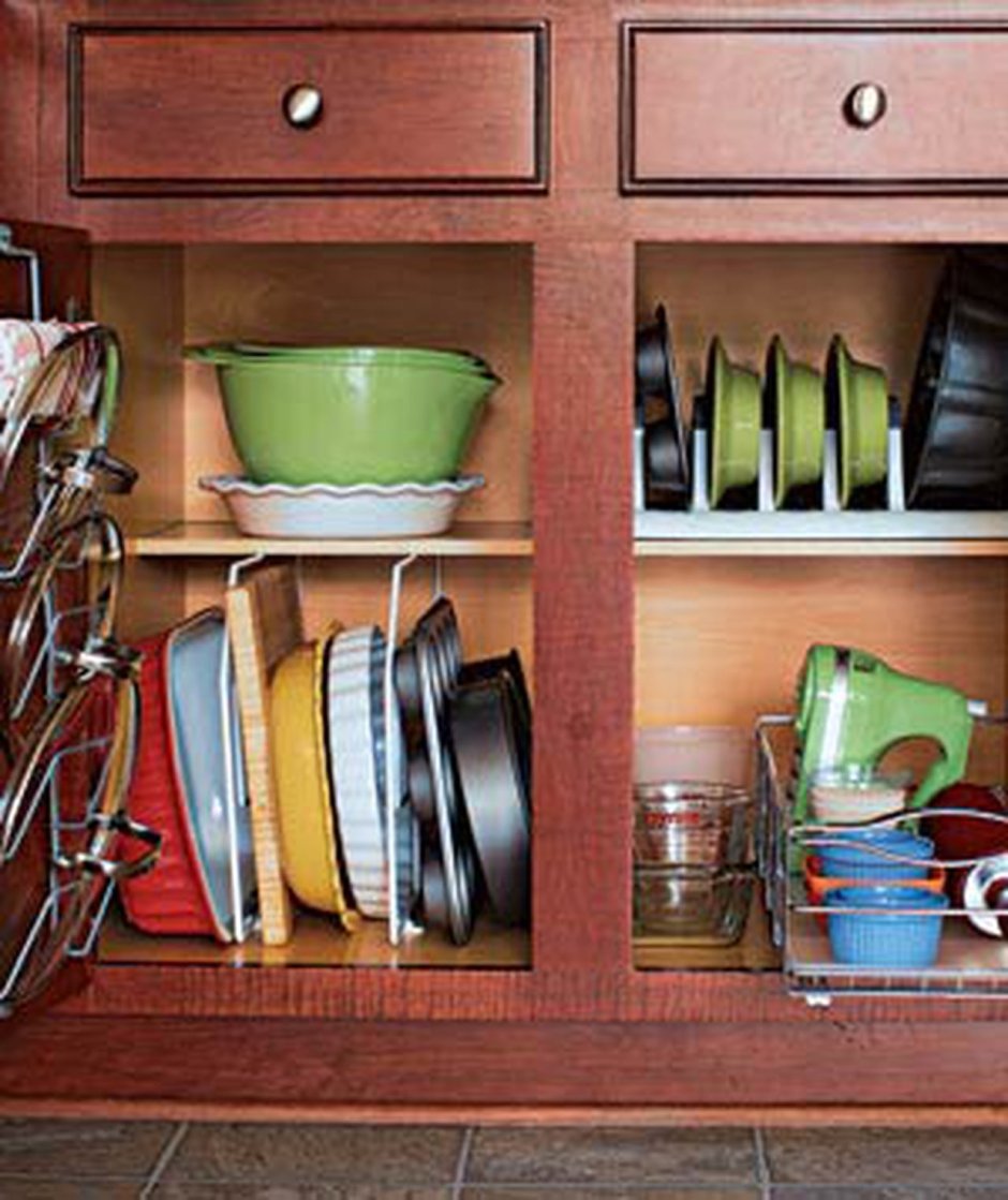 Расстановка посуды на кухне по шкафам