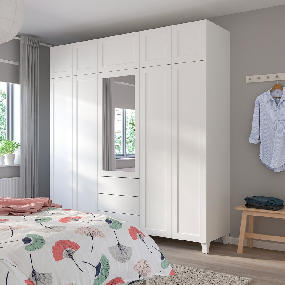 Opphus ОПХУС гардероб, белый/САННИДАЛЬ РИДАБУ 220x57x231