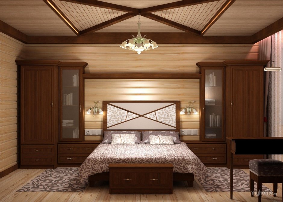 Спальня хозяйская в деревянном доме