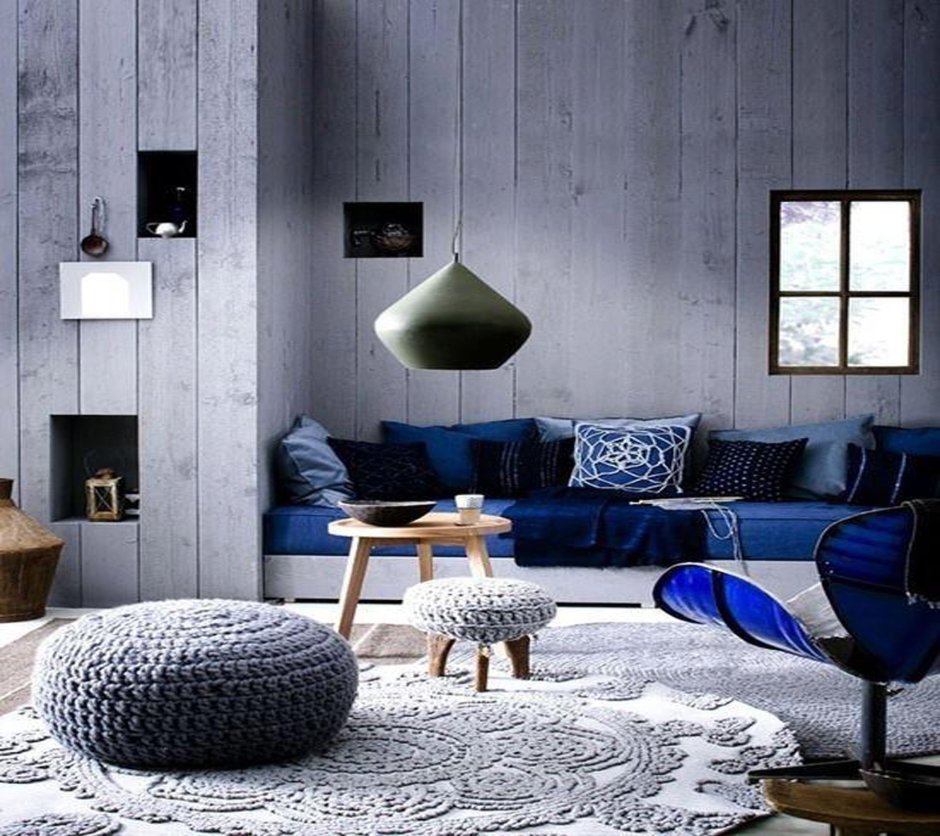 Тёмно-синий диван в гостиную Минимализм