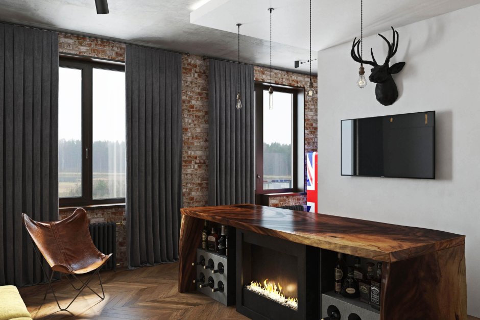 Гараж в стиле лофт и индустриал