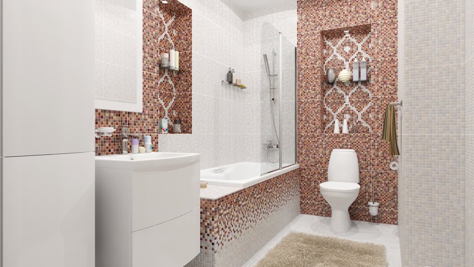 Керамическая плитка гламур имитация под мозаику в ванной