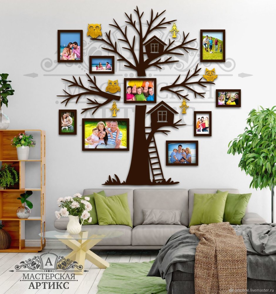 Семейное дерево на стену с фоторамками