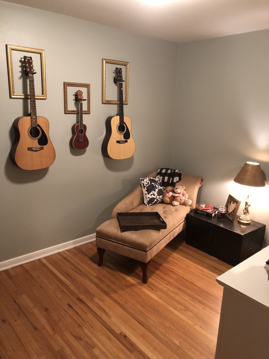 Гитара на стене в интерьере (49 фото)