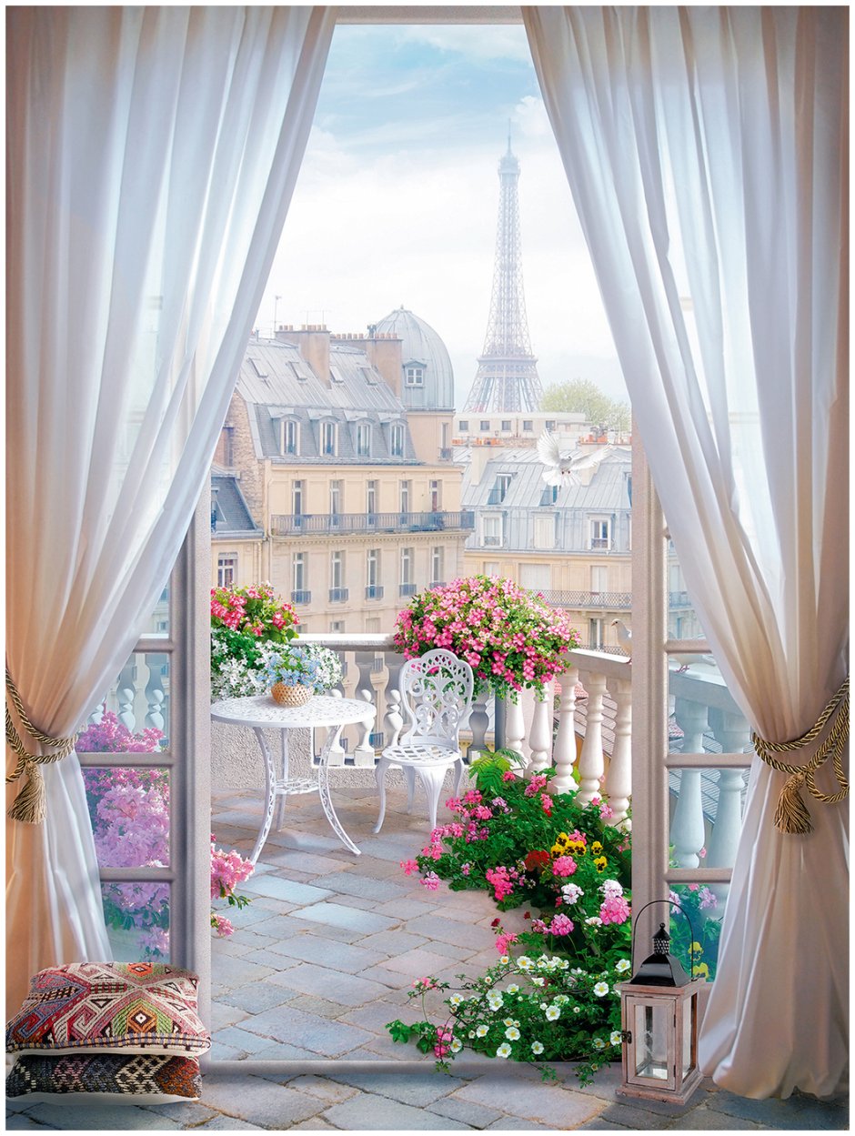 Фреска вид на Париж с балкона