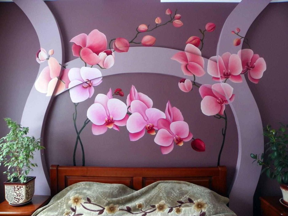 Роспись стен орхидеи