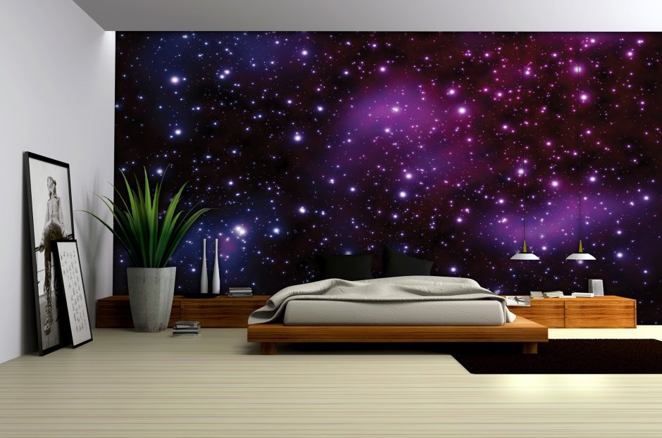 Фотообои космос в спальне