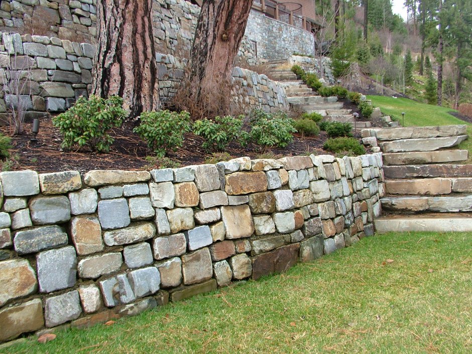 Подпорная стена галтованный камень 4k
