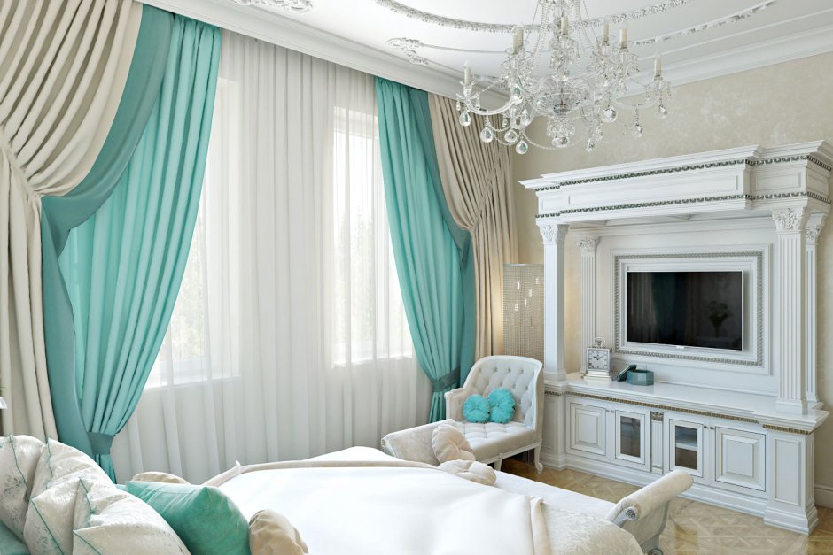 Портьеры в спальню в классическом стиле