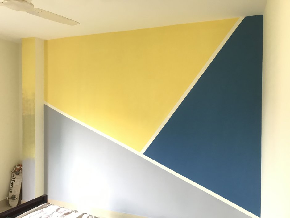 Покраска стен в 3 цвета