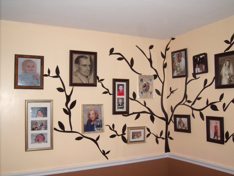 Семейное дерево на угловой стене