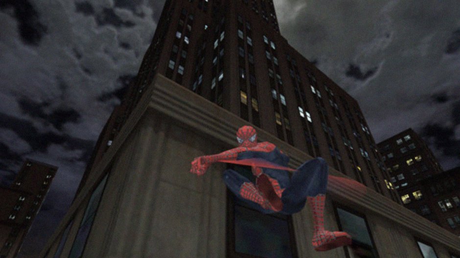 Человек паук на фоне города