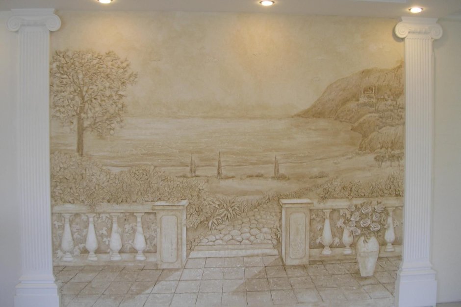Художественная роспись стен на кухне