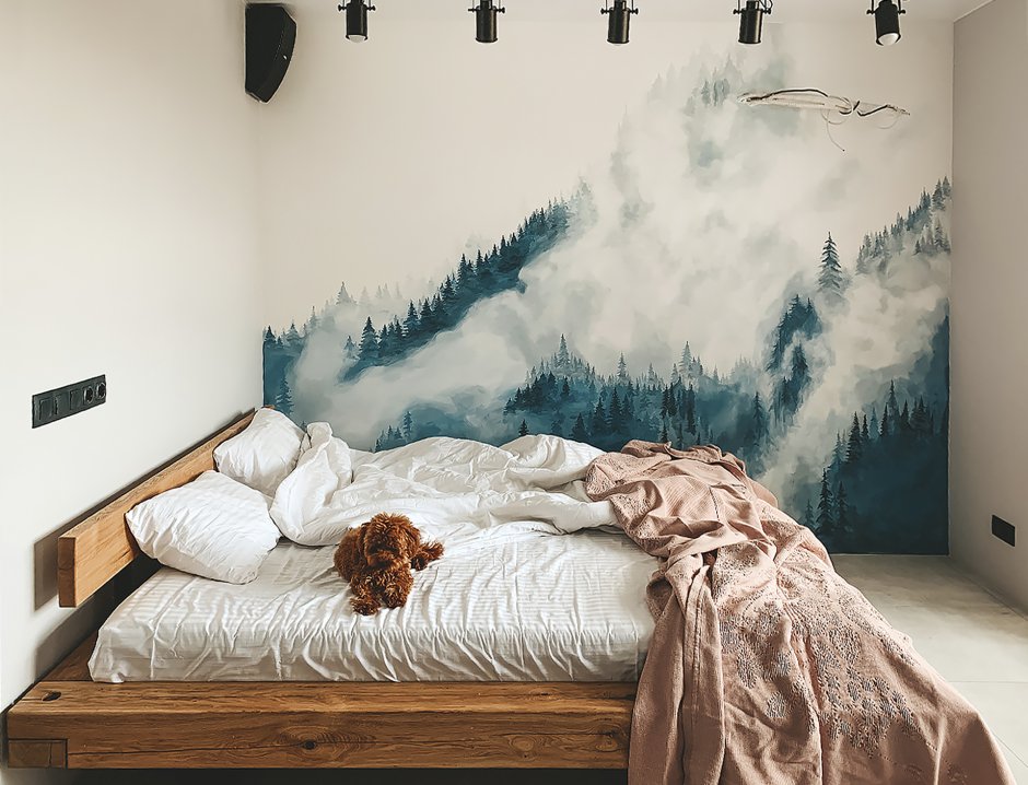 Фреска в скандинавском стиле в спальню